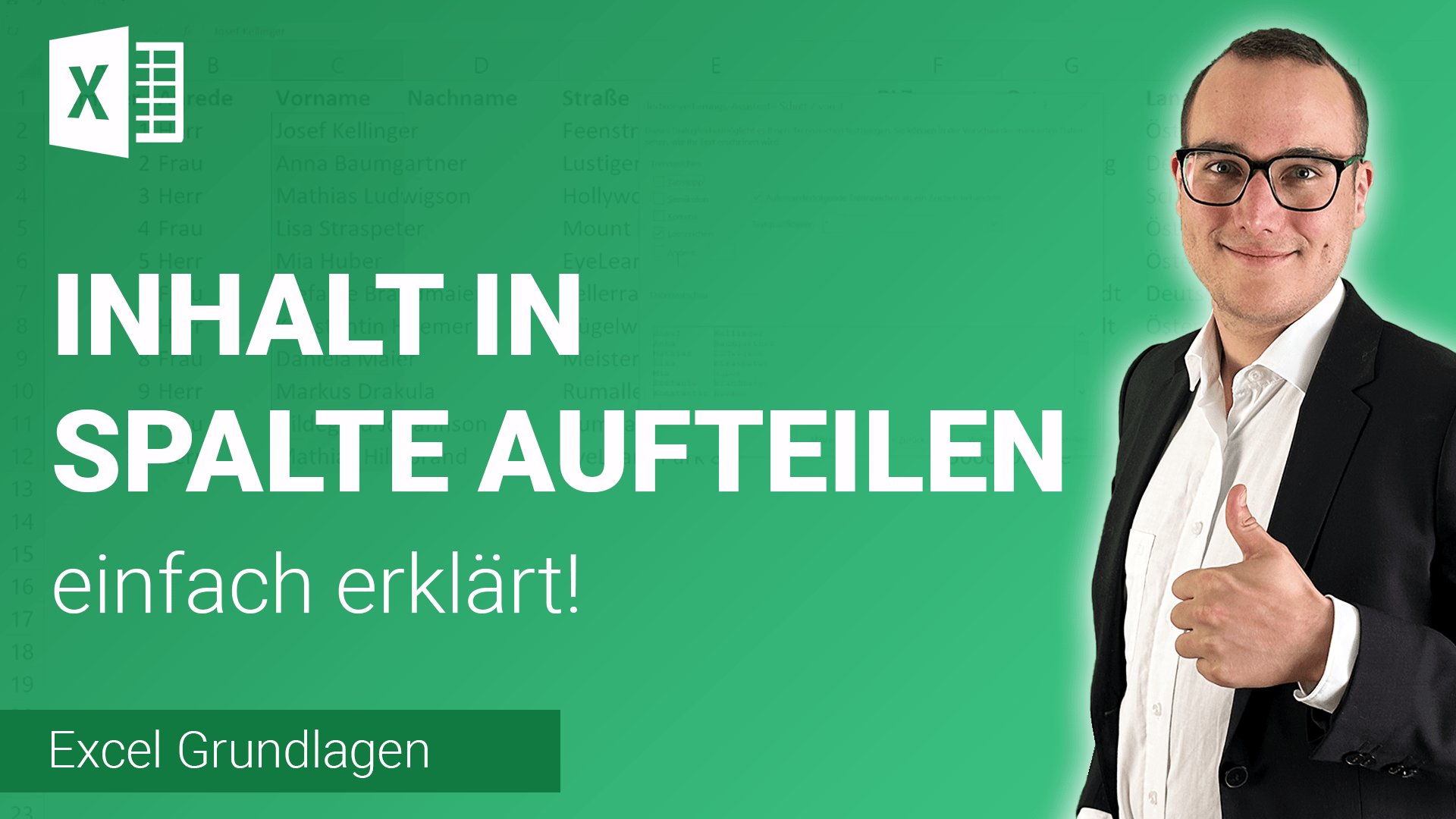 INHALTE aus einer ZELLE in SPALTEN aufteilen einfach erklärt