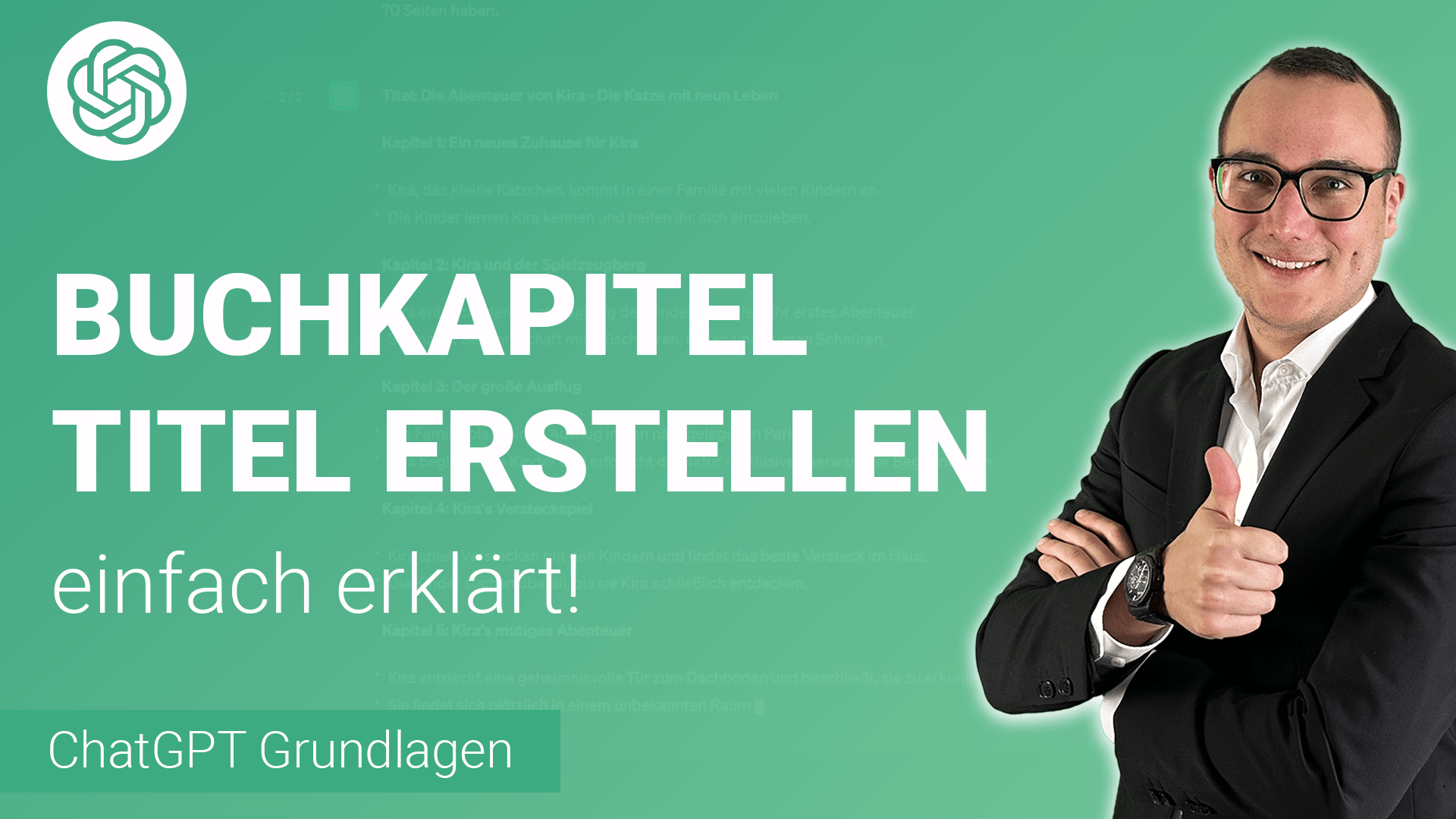 IDEEN für BÜCHER mit KAPITELÜBERSCHRIFTEN von ChatGPT einfach erklärt