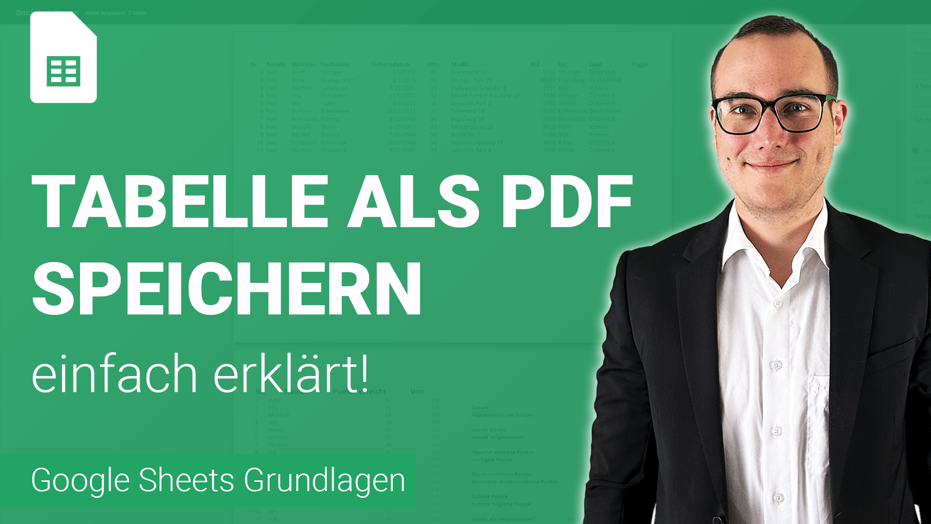 TABELLE als PDF SPEICHERN einfach erklärt